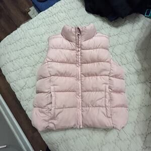 GAP Pink Puffer Vest Small Full Zip Polyester Warm Girls Youth NEW!